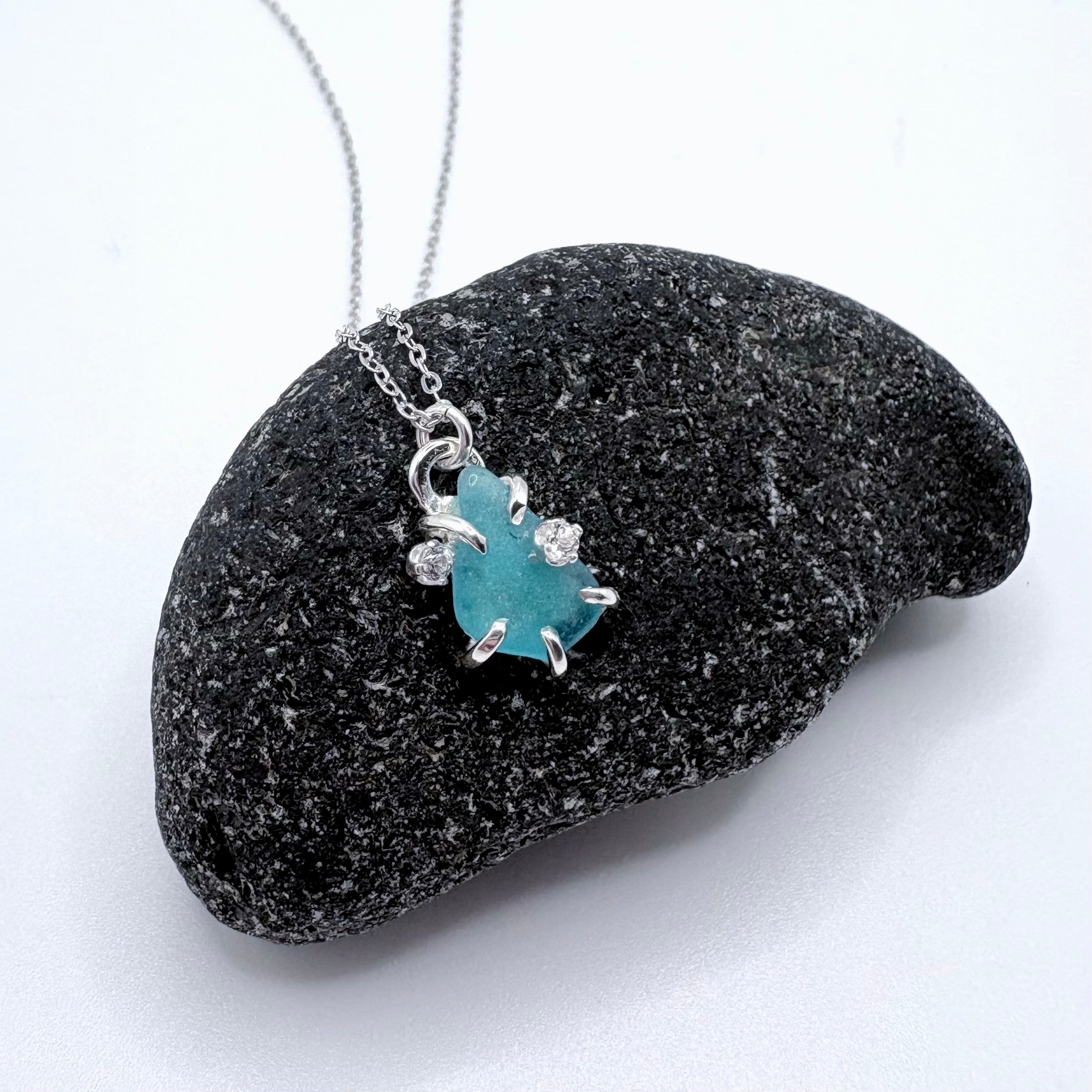 Caribbean Blue Dream Seaglass Necklace - Handcrafted Ocean-Mermaid