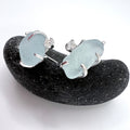 Light Blue Seaglass Earrings with Topaz Sterling Silver Studs