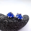 Cobalt Blue Seaglass Earrings in Topaz Sterling Silver Stud Design