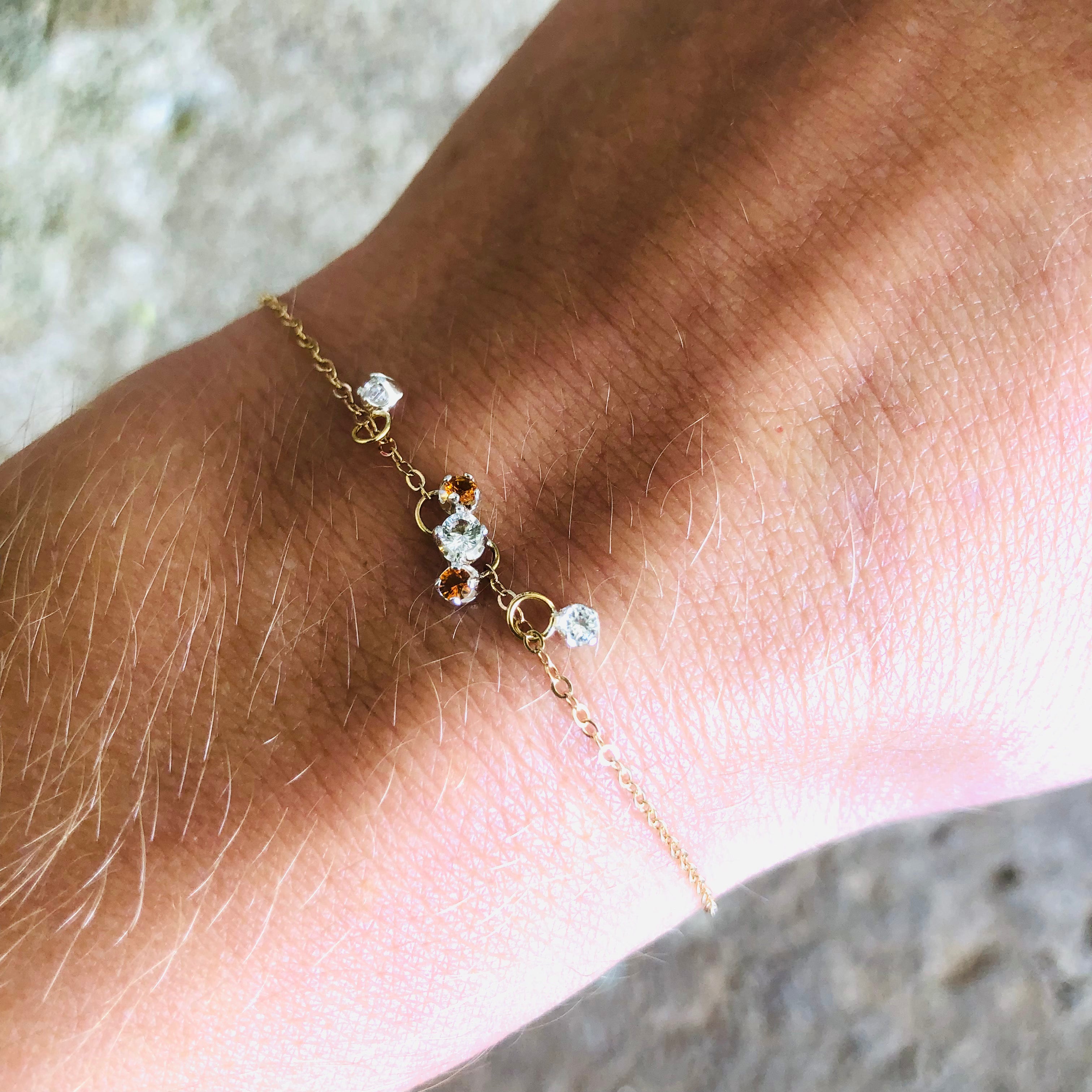 Mermaid Charm Bracelet in Citrine with White Topaz